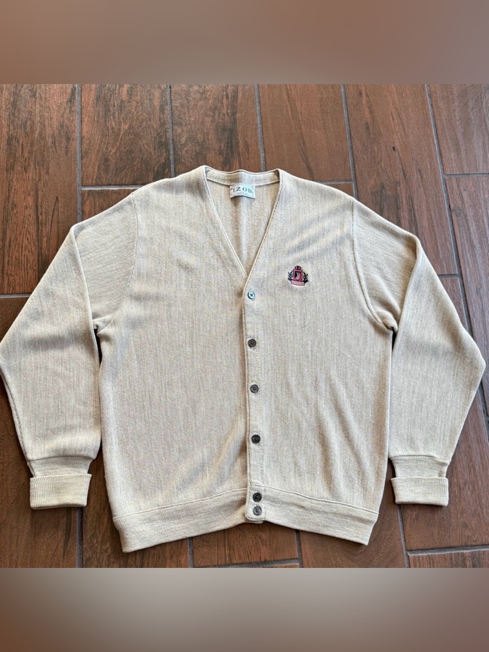 Vintage IZOD Vneck Button Up Cardigan Sweater Mr Rogers Grandpa 90s Y2K Size L